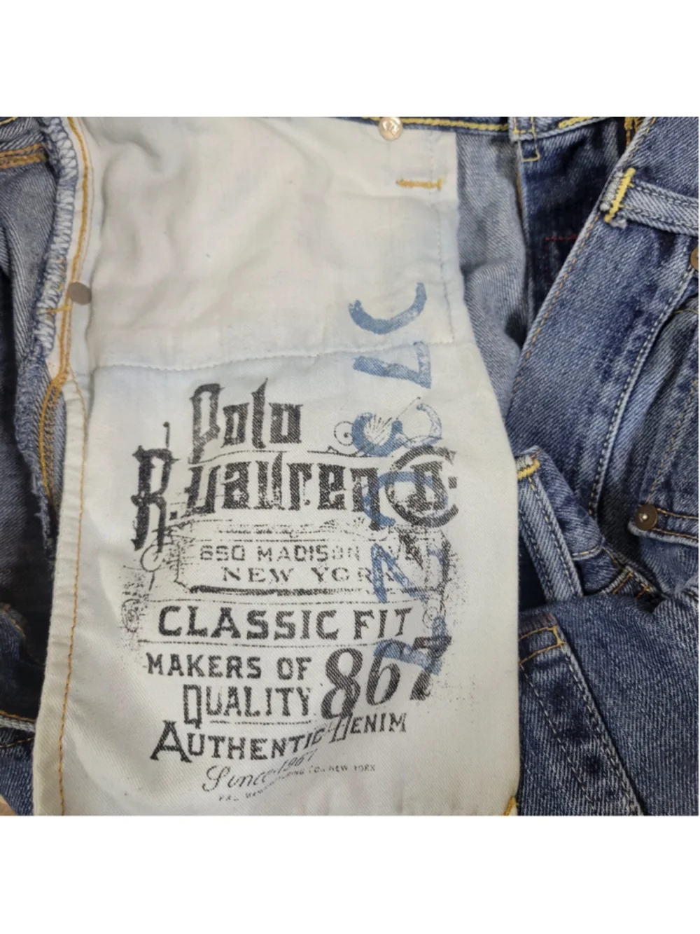 Polo Ralph Lauren Men's Classic Fit 867 Zip-Fly Straight Blue Jeans Size 34/32